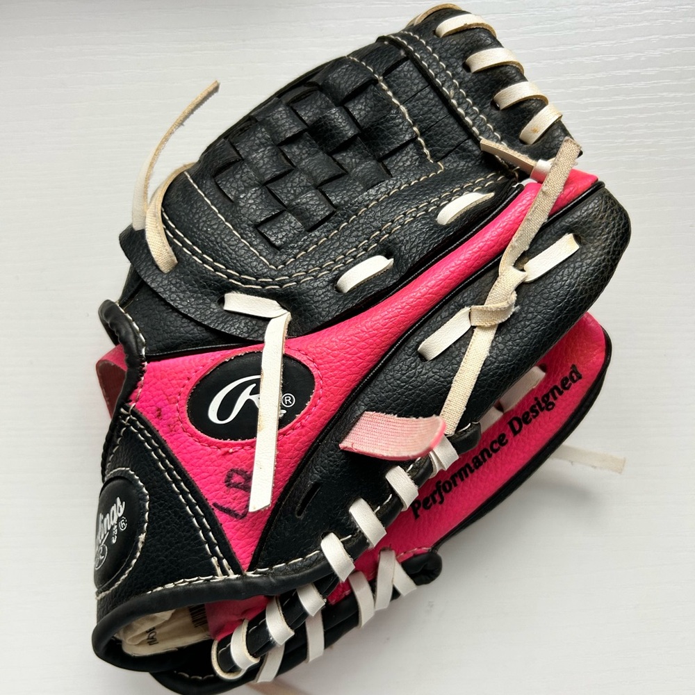Rawlings Pink‎ Black Baseball Glove Kids Players Series PL91PB, 9"